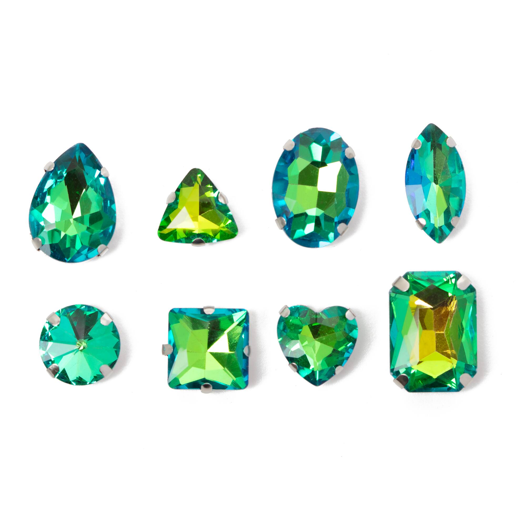 CousinDIY Silver Peridot AB Glass Sew-On Rhinestones, 32ct.